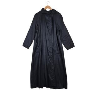 VTG Sackables Reversible Hooded Long Coat sz L Black Flocked Renaissance Gothic